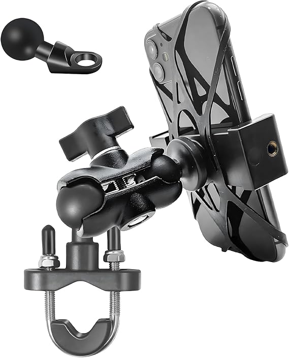 Bike Bicycle Phone Holder, Motorcycle Handlebar Phone Mount, Cell Phone Clamp Accessories, Scooter Phone Clip for iPhone 15 Pro Max/Plus, 14 Pro Max, S9, S10 and More 4.7" to 7" Smartphones