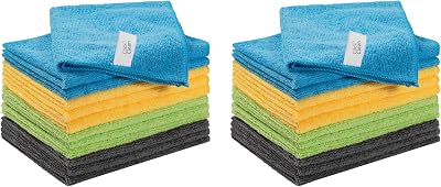 CLICK CLEAN Microfiber Cleaning Cloths, 12-Pack, Size 12 x 16, Lint-Free, Streak-Free, Reusable Cleaning Towels for Cleaning Windows, Glass, Mirrors, Wind Shields, Stainless Steel