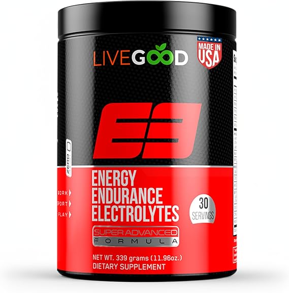 LIVEGOOD E3 Preworkout Powder with BCAA, EAAs, Electrolytes and Alpha-GPC for Energy, Endurance, Hydration and Nitric Oxide Support, Natural Pre Workout for Men and Women (30 Servings)