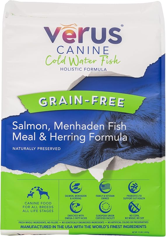 VeRUS Pet Foods Dry Dog Food Grain-Free Chicken, Cold Water Fish Formula 25lb Bag