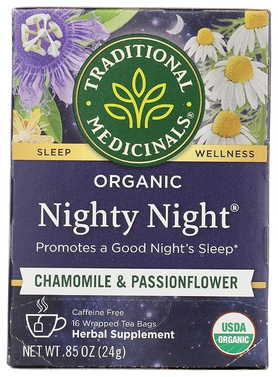 Traditional Medicinals Organic Nighty Night with Passionflower Herbal Tea, Promotes a Good Nights Sleep, (Pack of 1) - 16 Tea Bags