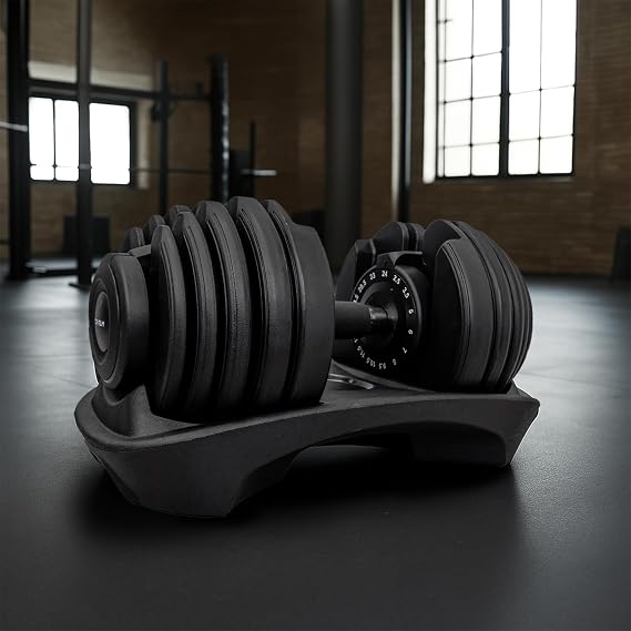 Easily Adjust with One Hand, Ideal Weight SKK Adjustable Dumbbell Set 24kg 40kg 48kg 80kg 2-Piece All Black Grip Rotation Weight Adjustment 15-Stage Muscle Training Iron Barbell Japanese Company