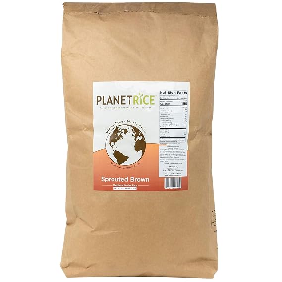 Planet Rice Sprouted Brown GABA Rice, Gluten Free, 25 lb Bulk