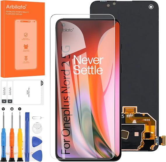 Screen for Oneplus Nord 2 5G Screen Replacement for 1+ Nord 2 5G LCD Screen DN2101,DN2103 Touch Display Digitizer Assembly Repair Parts(Black No Frame