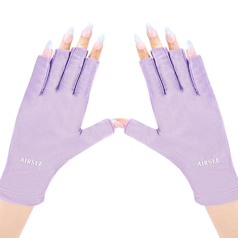 AIRSEE UV Gloves for Nail Lamp,Professional UPF50+ UV Protection,Purple