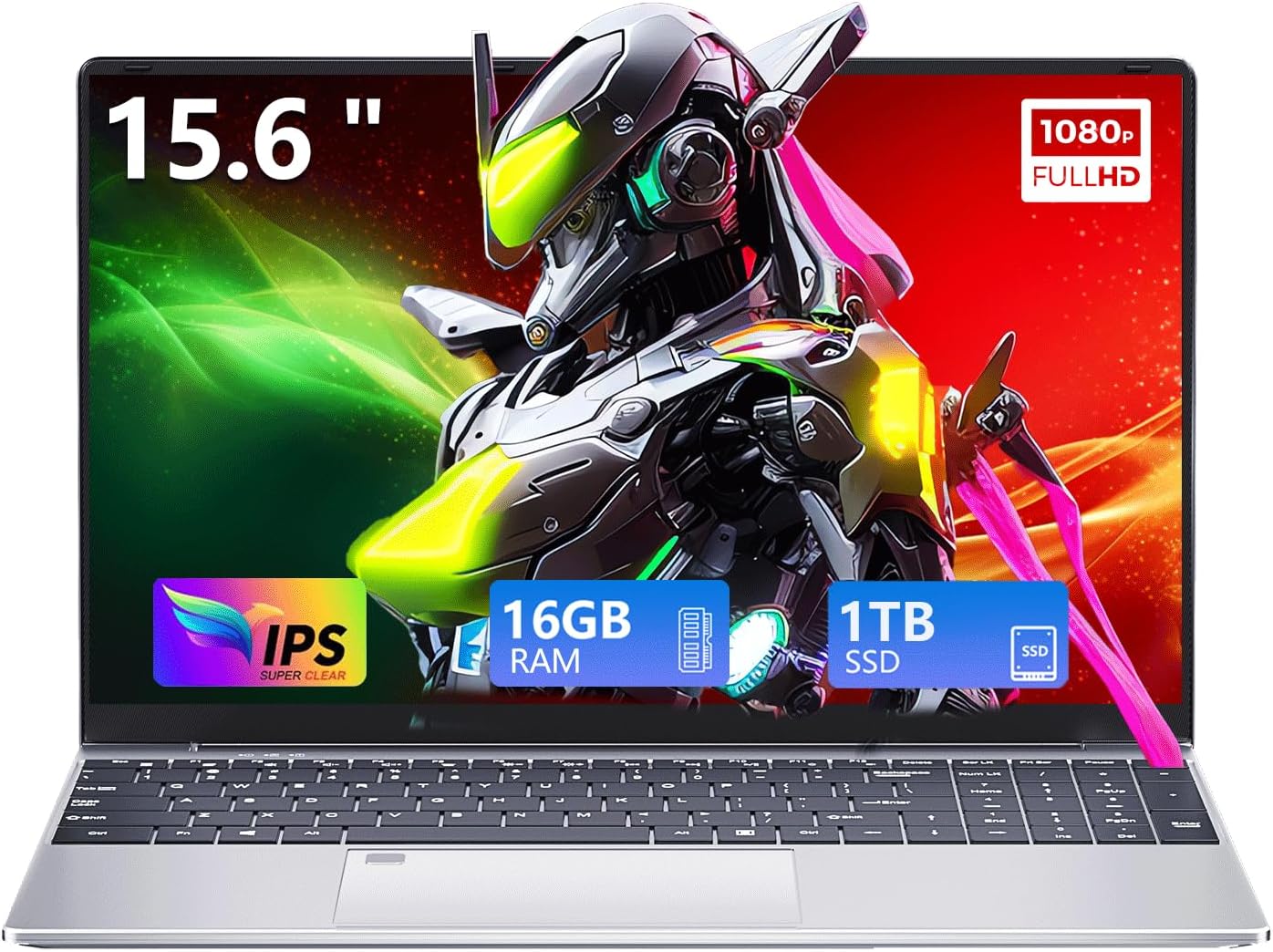 Gaming Laptop,15.6 Inch FHD IPS 1920x1080,Student Business Laptop 12th Gen N95 ProcessorUp to 3.4GHz,16GB RAM 1TB SSD,Supports 180 Angle Opening Backlit Keyboard Fingerprint Unlock Win 11 Pro
