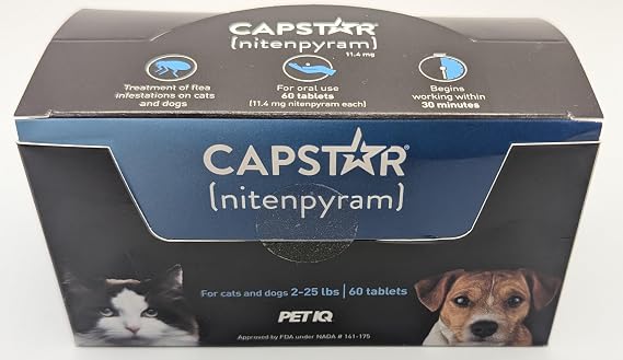CAPSTAR Blue FAST ACTING for Dogs Cats 2-25 lbs. (60 Tabs)