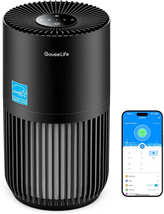 GoveeLife Smart Mini Air Purifier for Bedroom, with App & Alexa Control