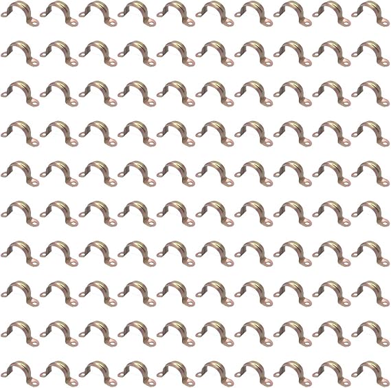 1/2inch Two Hole Strap U Bracket Galvanized Tube Strap Tension Clip Assortment Kit Heavy Duty Rigid Pipe Strap Clamp 100Pcs(20mm)