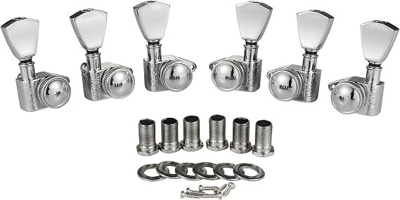 3 per side Guitar Locking Tuners 21:1 Locking Tuning Keys Guitar Tuning Machine Heads with Keystone Handle for Acoustic Guitars/LP Les Paul/SG/ES Guitars Chrome