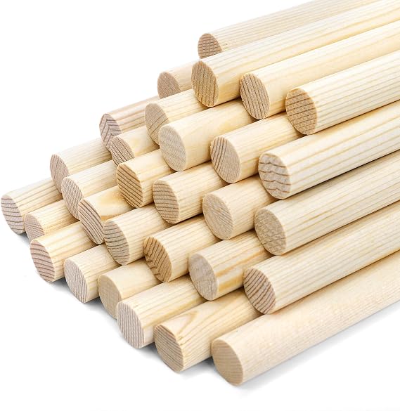 ZENFUN 50 Packs Wooden Dowel Rods, 1/2'' Dia x 12'' H Unfinished Wood Sticks for Crafts, Macrame Dowels, Solid Hardwood Sticks for for Arts and DIYers, Tiered Cake Support and Wedding Ribbon Wands