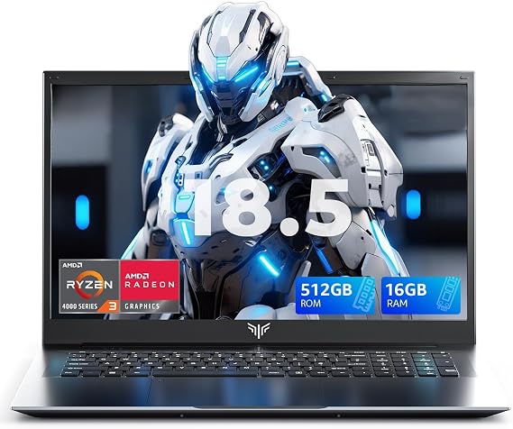MALLRACE Laptop,18.5 Inch Laptops Computer with 8000 mAh Battery,AMD Ryzen 4300U (up to 3.7GHz),16GB DDR4 RAM 512GB SSD,WiFi,Dual Type-C,2026 Windows 11 Laptops for Business Office Student