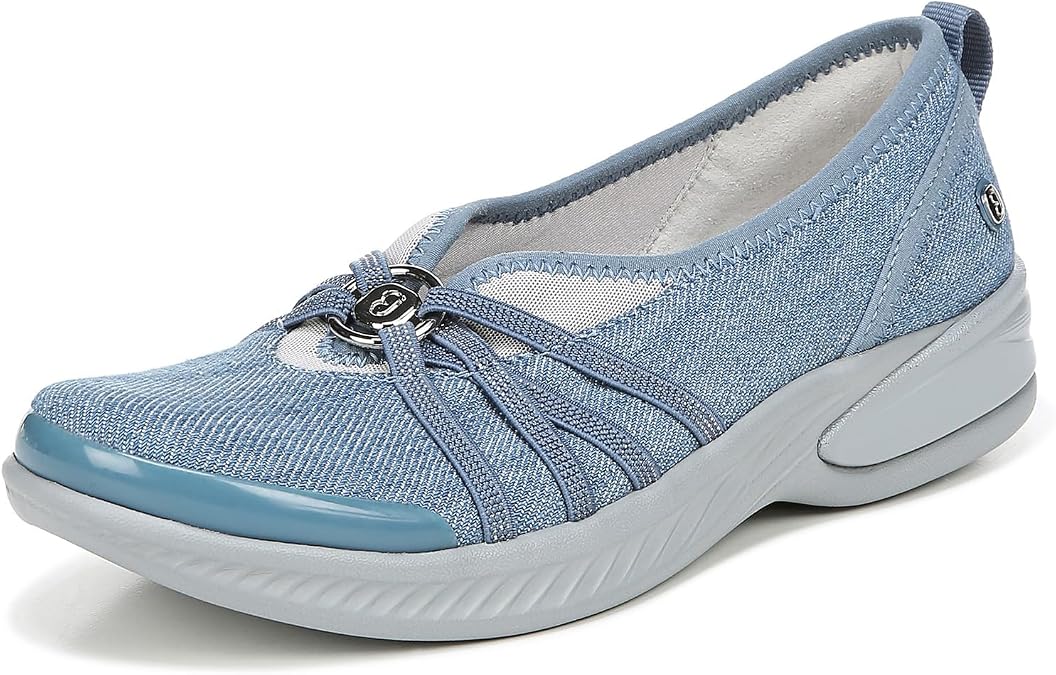 BZees LifeStride Women's Niche Slip-On Comfort Ballet Flat ,Washed Denim Fabric,6.5