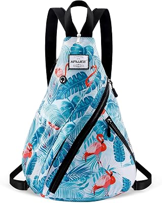Womens Convertible Rope Sling Bag - Water-Resistant Chest Bag & Casual Daypack, Lightweight Crossbody Backpack for Travel, Sport, Flamingo Blue