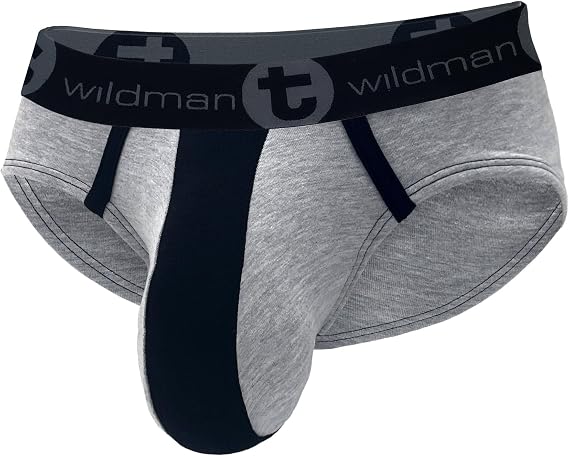 Wildmant Stretch Cotton Big Boy Pouch Brief Gray/Black