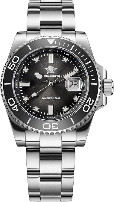ADDIESDIVE 41 MM Mens Dive Watch Quartz Movement Watches for Men Easy to Read Dial 200 M Waterproof BGW9 Luminous Analog Orange/Red/Green/Black Gradient Dial