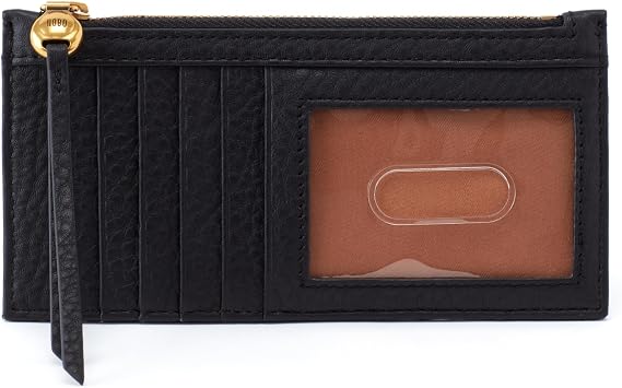 HOBO Women's Carte Leather Card Case Wallet, Black, One Size