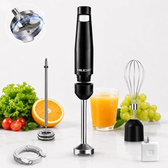 Cordless Immersion Blender, 3-in-1 Hand Blender with Charger