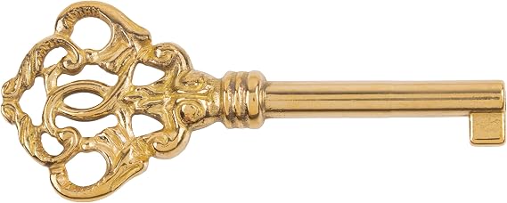 Solid Brass Skeleton Key for Grandfather Clock Doors, Cabinet Doors, Dresser Drawers, Desk - Antique, Vintage, Old Furniture | UA-55SK (1)