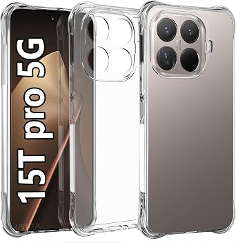USTIYA Case for Xiaomi 15T Pro 5G Clear TPU Four Corners Military-Grade Protection Cover Transparent Soft funda