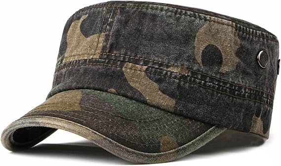 Men's Flat Top Military Adjustable Outdoor Sports Hat Army Classic Baseball Cap