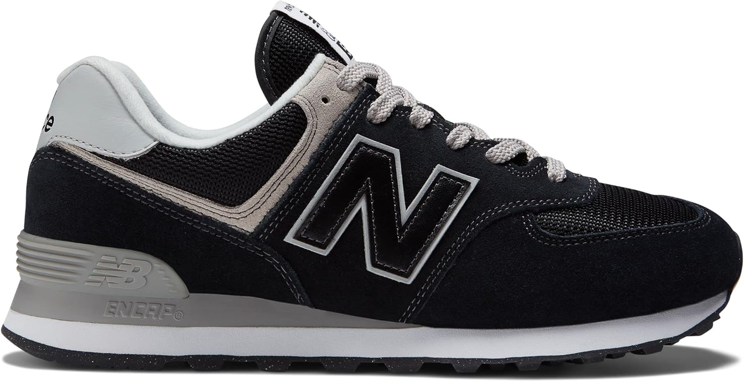 New Balance Men's 574 Core Sneaker, Black/White, 12 Wide, multicolor black / white, 30.0 cm