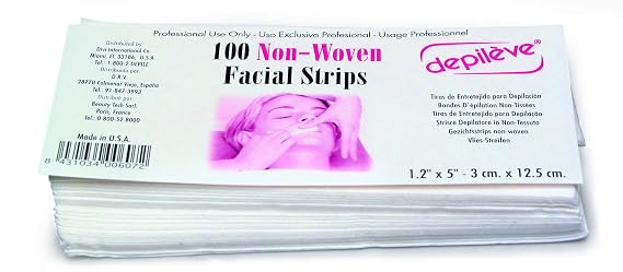 Depileve Facial Wax Strips - Hair Removal Waxing Strips for Face, Eyebrow and Lip - Nonwoven - Pack of 100