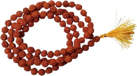 LAB Certified Rudraksha Mala 108+1 Beads 6mm Natural Rudraksha Prayer Necklace for Meditation, Yoga & Japa | Sacred Hindu Mala for Shiva Devotees | Spiritual Beaded Rosary for Men & Women