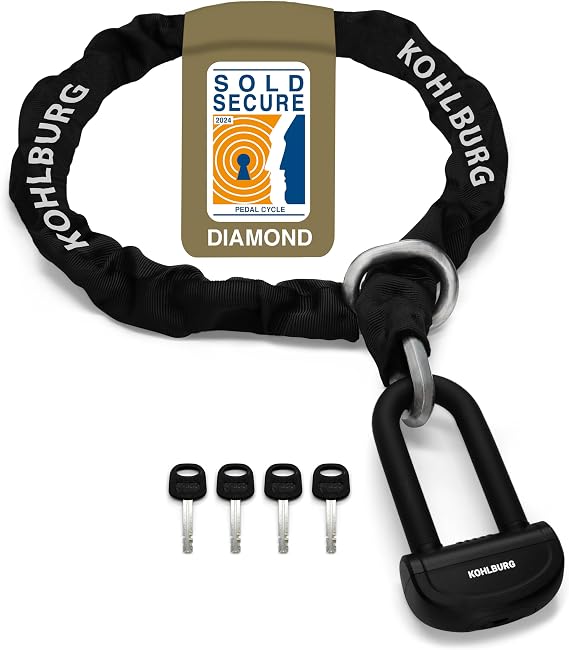 KOHLBURG 13lbs Massive Motorcycle Chain Lock [Sold Secure Diamond] 5ft Long | Alcatraz Chain Lock Highest Security Level 15+/15 13 mm Special Steel Chain Long Lock for Vespa Ebike Motorcycle
