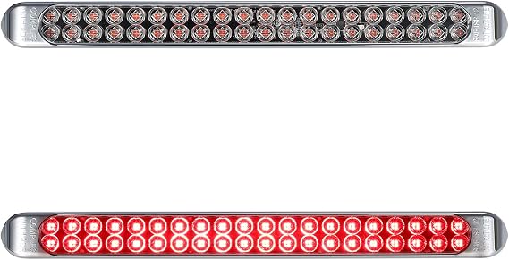 Partsam 2Pcs 17" Clear Lens Red LED Tail Light Bar - 40 LED 3rd Brake/Stop/Turn & Tail Light; DOT Approved, Sealed Waterproof Clearance Marker Identification Tail Light Bar for Trucks Trailers