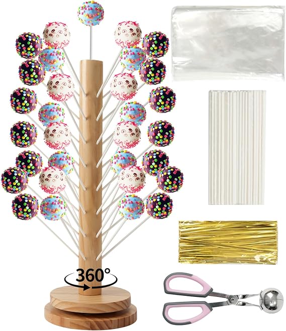 Wood Cake Pop Stand Kit 48 Holes with Spinning Base