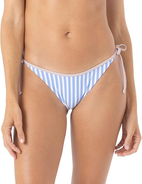 Roxy Women's Bikini Bottoms Stretch Swimwear, UPF+50, Pool, Surf, Swim, Beachwear Activities, Orange/Blue, Large