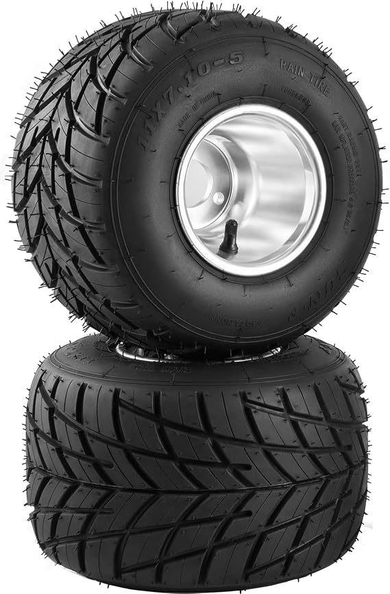 VEVOR Go Kart Tires and Rims, 2pcs Rear Tires Rims, Go Cart Wheels and Tires 11"x7.1" Rear, HUB- Rim Fit Bolt Pattern 58 mm/2.28 inch with 3 Holes for Go Kart, Drift Trike, Buggy