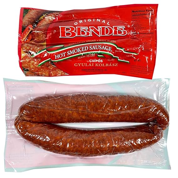 Hot Hungarian Brand Smoked Sausage,#34;Csipos Gyulai Kolbasz", 2 Links per Pack
