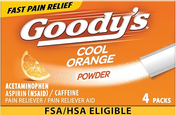 Goody's Extra Strength Headache Powder, Cool Orange Flavor, Dissolve Packs, 4 Individual Packets