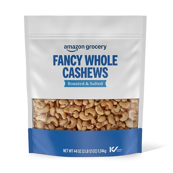 Amazon Grocery, Fancy Whole Cashews, Roasted & Sea Salted, 44 Oz (Previously Happy Belly, Packaging May Vary)