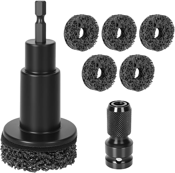 Eascor Wheel Hub Cleaning Tool, Wheel Hub Resurfacing Kit, Wheel Stud Cleaner, Quick Rust Removal for Lug Studs and Rotors, Fits 1/2 Wrenches Or Electric Drill, Automotive Maintenance Tool1