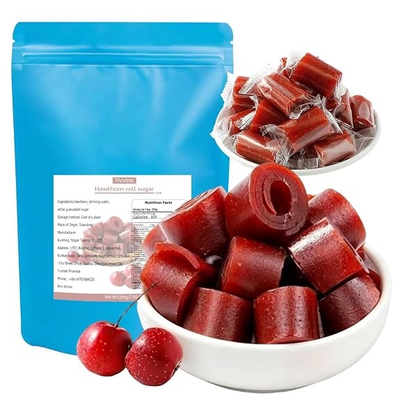Hawthorn Fruit Rolls 7.05oz,Hawthorn candy,Appetizing snacks. | Handmade Haw Flakes Sweet Traditional Snacks ,Candied Hawthorns Berry Candy Snacks Tart , Individually Wrapped Asian-style