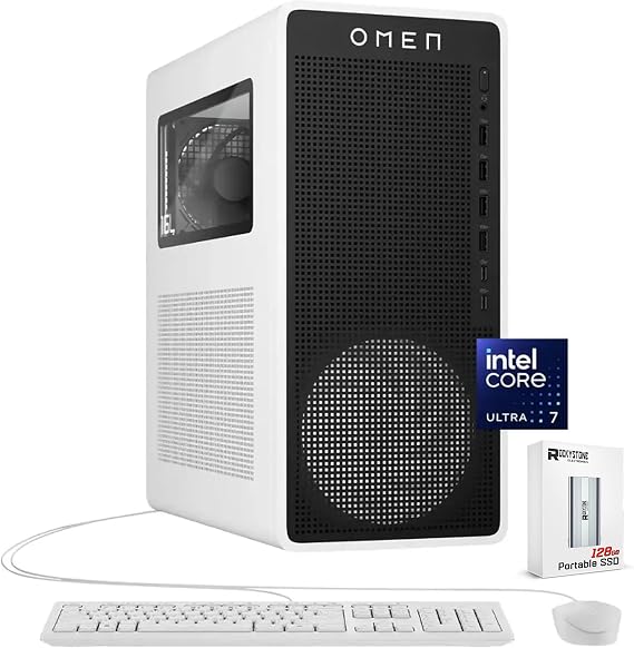 HP OMEN 16L Gaming Desktop PC, Intel Ultra 7 265F(Beats Intel i7-14700F), 32 GB RAM, 1 TB SSD, NVIDIA GeForce RTX 5060 Ti, Windows 11 Home, Microsoft Copilot, Panda Metal, (2025) W/128GB PSD