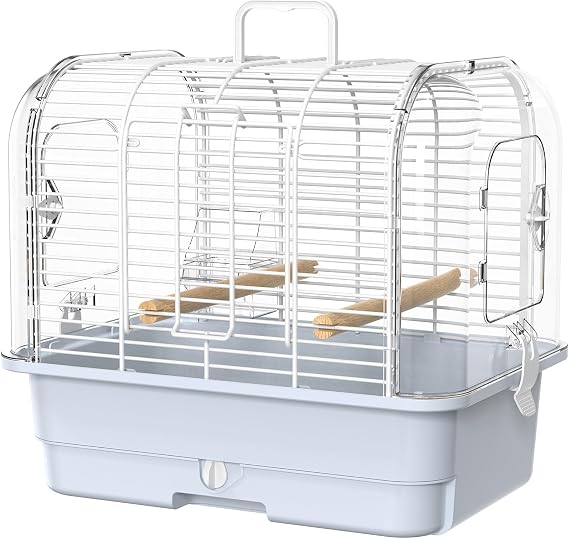 Travel Bird Carrier Cage,Parakeet Portable Cage with Feeder Cup & Standing