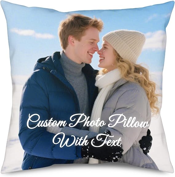 Custom Pillows with Picture - Double Side Print, Personalized Pillow Cover, Customized Gifts for Women Men Couples Friends, 14"16"18"20" Pillowcase with Optional Pillow Insert (Single photo)