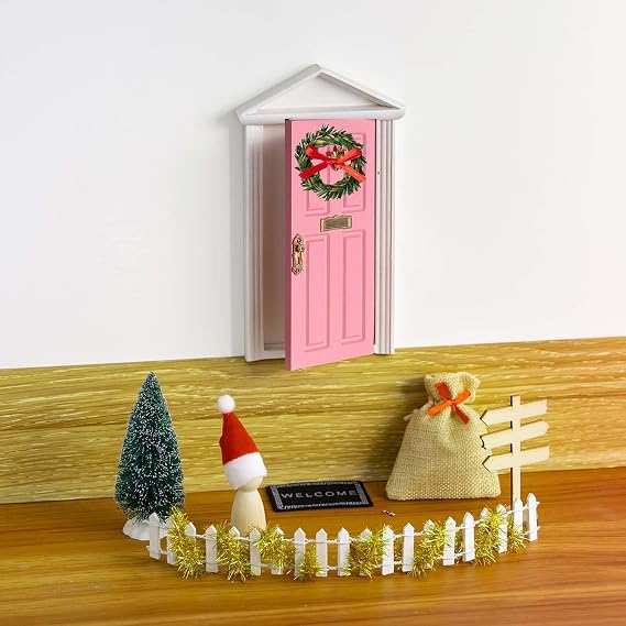 7 inch Wooden Opening Magic Fairy Door/Elf Door for Christmas Santa's Elf Door Festive Decoration