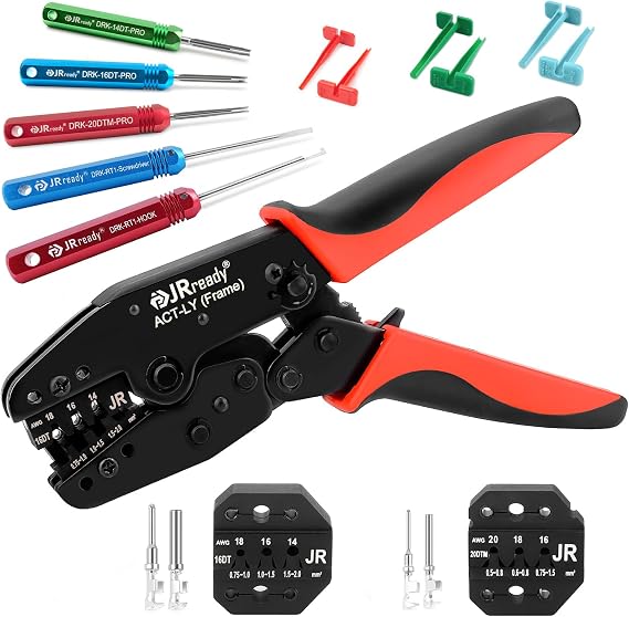 JRready ST2190 Deutsch Crimp Tool Kit for Size 16 & 20 Stamped Contacts