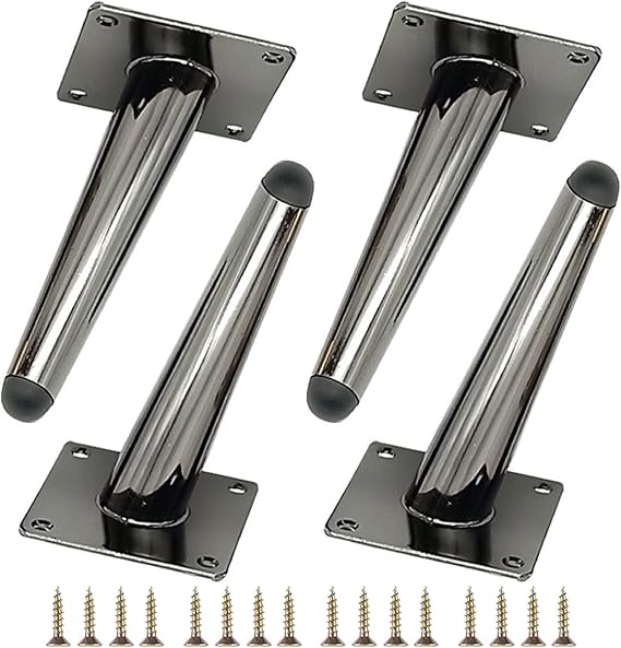 Furniture feet,Pack of 4 Metal Sofa Legs, Oblique Conical Cabinet ?Support Feet, DIY Replacement Parts, for Table Bed Couch Cupboard Chair Ottoman Desk(Gun Black,30cm/11.81in)
