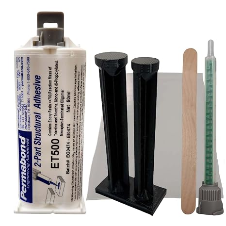 Permabond Two Part Epoxy Dispensing Kit, ET500 Two-Component Epoxy Adhesive, Clear, 1:1 Mix Ratio, 3-4 Min Set Time, 24Hr Full Cure