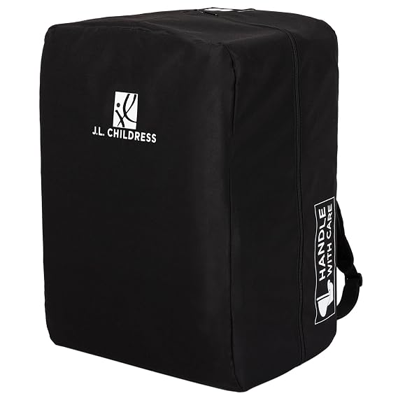 J.L. Childress Travel Bag for Doona & Evenflo Shyft Dualride - Travel Bag for Airplane, Fits Most Infant Car Seats, Airport Accessories for Gate or Baggage Check, AirTag Compatible - Elite, Black