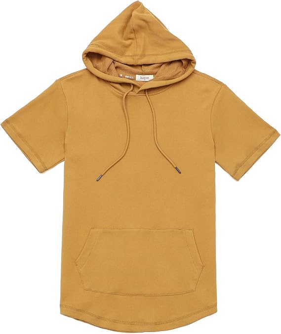 Dubinik Short Sleeve Hoodie Lightweight Terry Soft Cotton Kangaroo Pocket