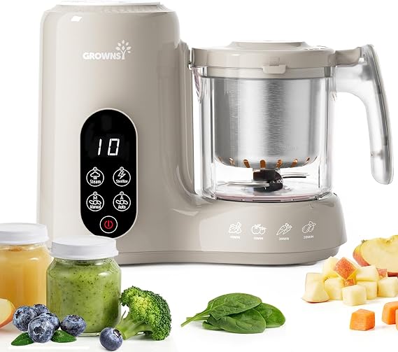 Grownsy Baby Food Maker with Stainless Steel Steam Basket,Steamer & Blender