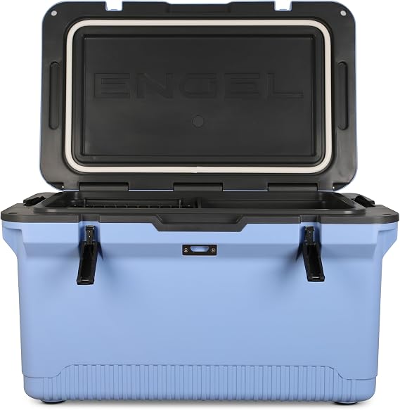 ENGEL 60 QT Ultra-Light Injection Molded Cooler - Ice Chest Keeps Ice up to 7 Days - Cooler Includes Wire Basket, Divider and Built-in Bottle Opener