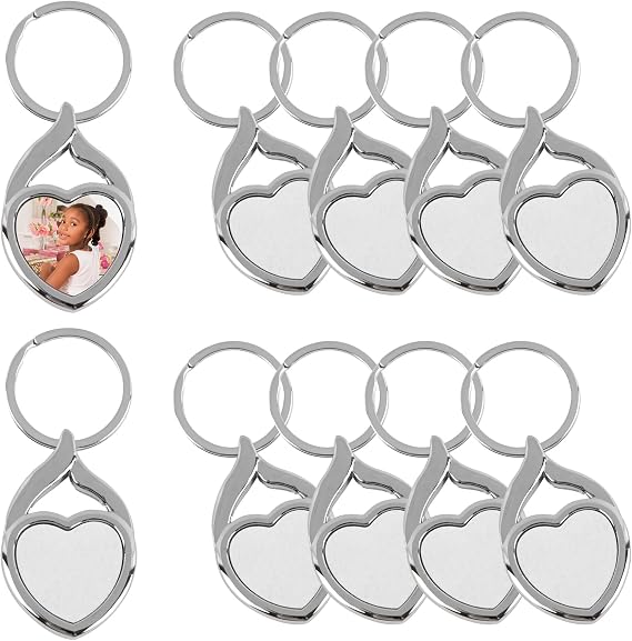Framendino, Sublimation Keychain Blanks Rectangle Heat Transfer Press Key Chains with Key Rings for DIY Photos Crafts